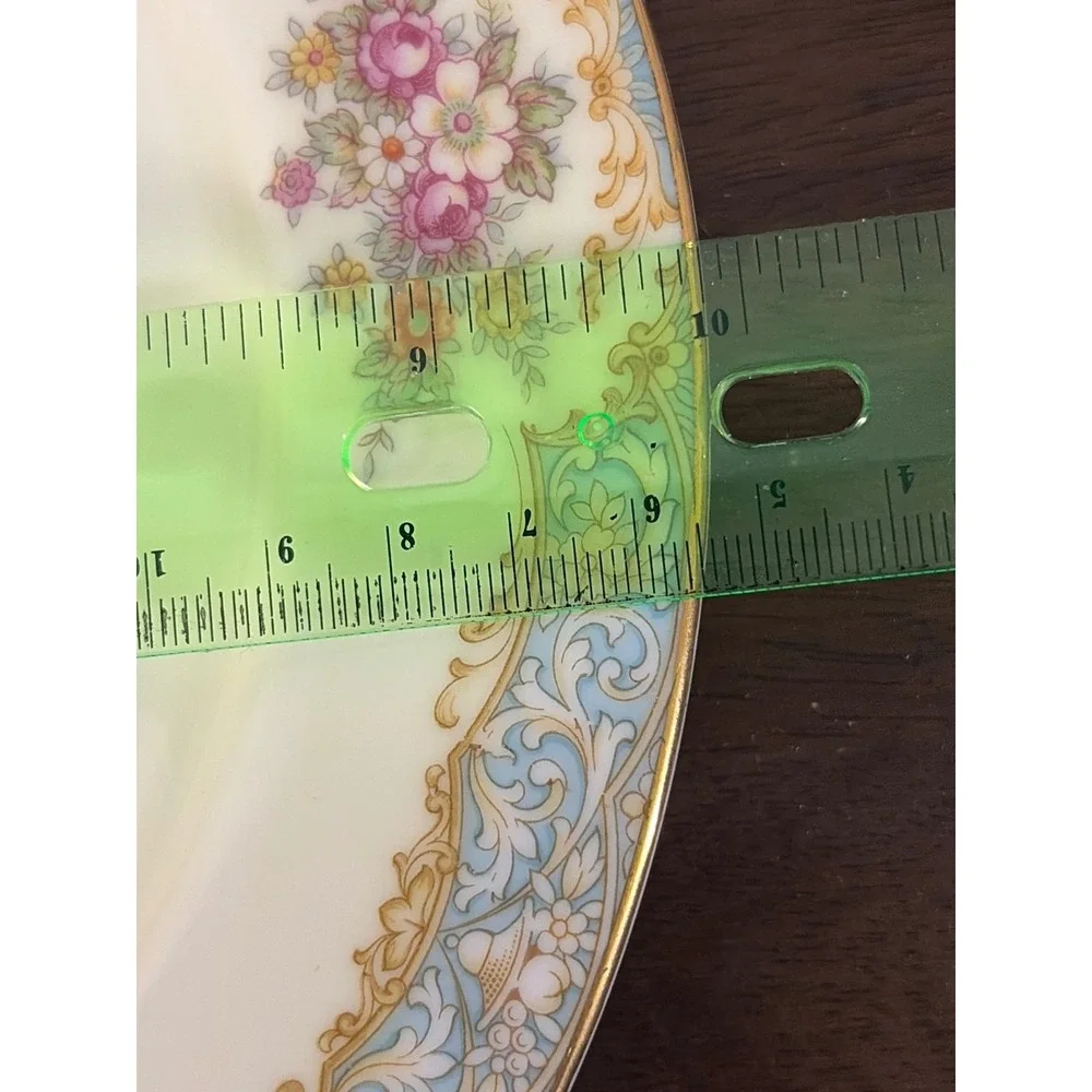 Noritake Morimura Japan Vintage Floral Blue Scroll Gold Trim Dinner‎ Plate 10in